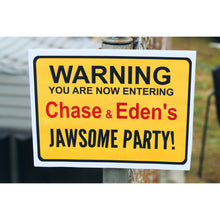 Load image into Gallery viewer, Decorate your Jaws Party with these fun shark decorative signs. You will receive a PDF file formatted 8 ½ X 11inches with 8 different Shark Warning Signs. Two of the signs can be edited with your child&#39;s name. 