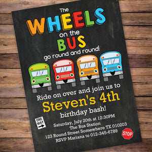 Wheels on the Bus go round and round! Use this PDF template to invite all your guest to your Wheels on the Bus theme party. 